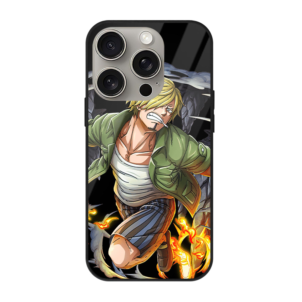 （画像用） ワンピース サンジ ONE PIECE Sanji 【iPhone15Pro対応】スマホケース 耐衝撃＆黄変防止 背面ガラス