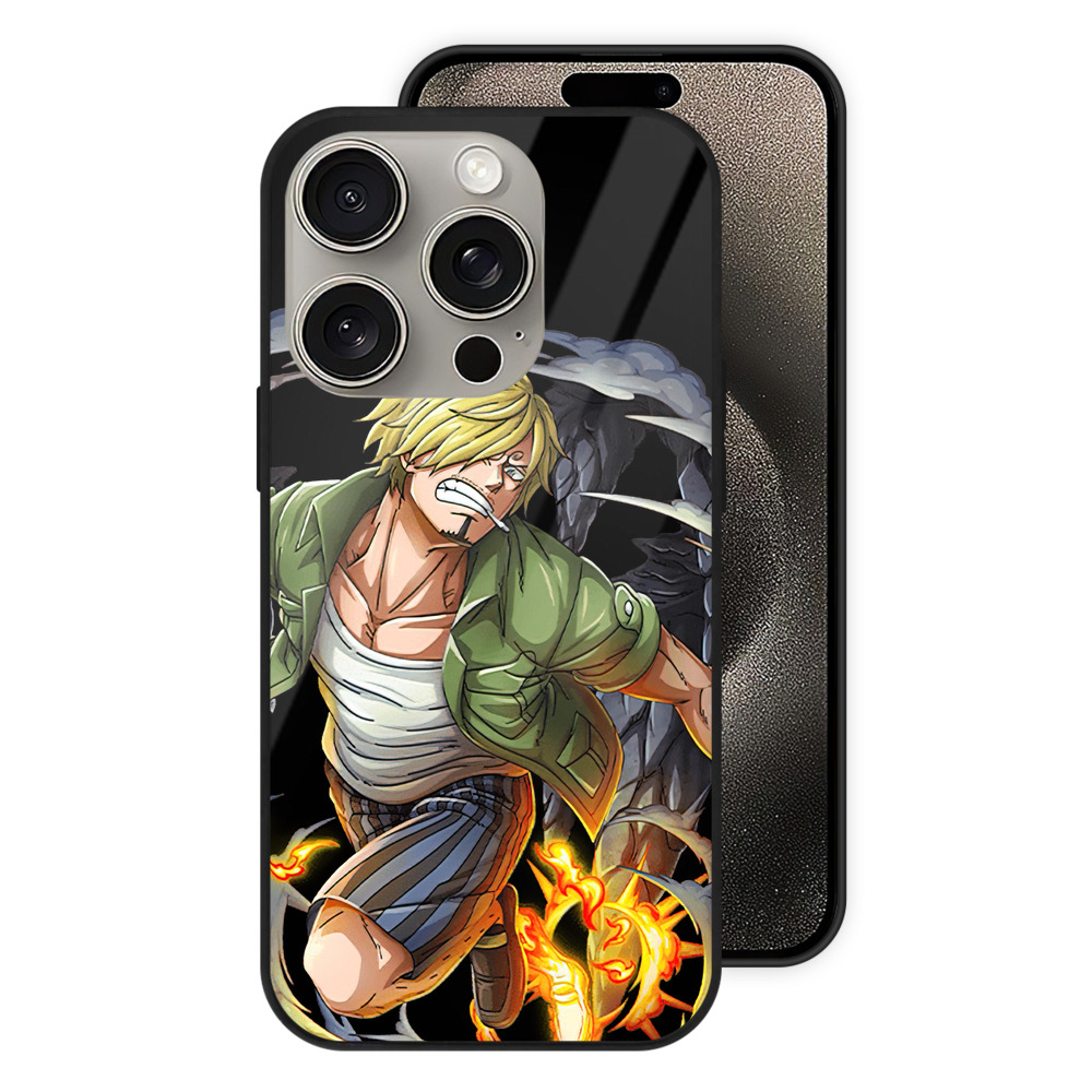 （画像用） ワンピース サンジ ONE PIECE Sanji 【iPhone15Pro対応】スマホケース 耐衝撃＆黄変防止 背面ガラス