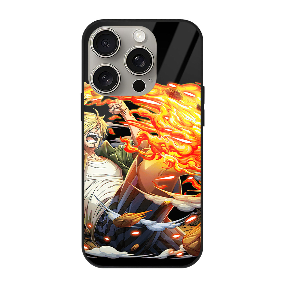 （画像用） ワンピース サンジ ONE PIECE Sanji 【iPhone15Pro対応】スマホケース 耐衝撃＆黄変防止 背面ガラス