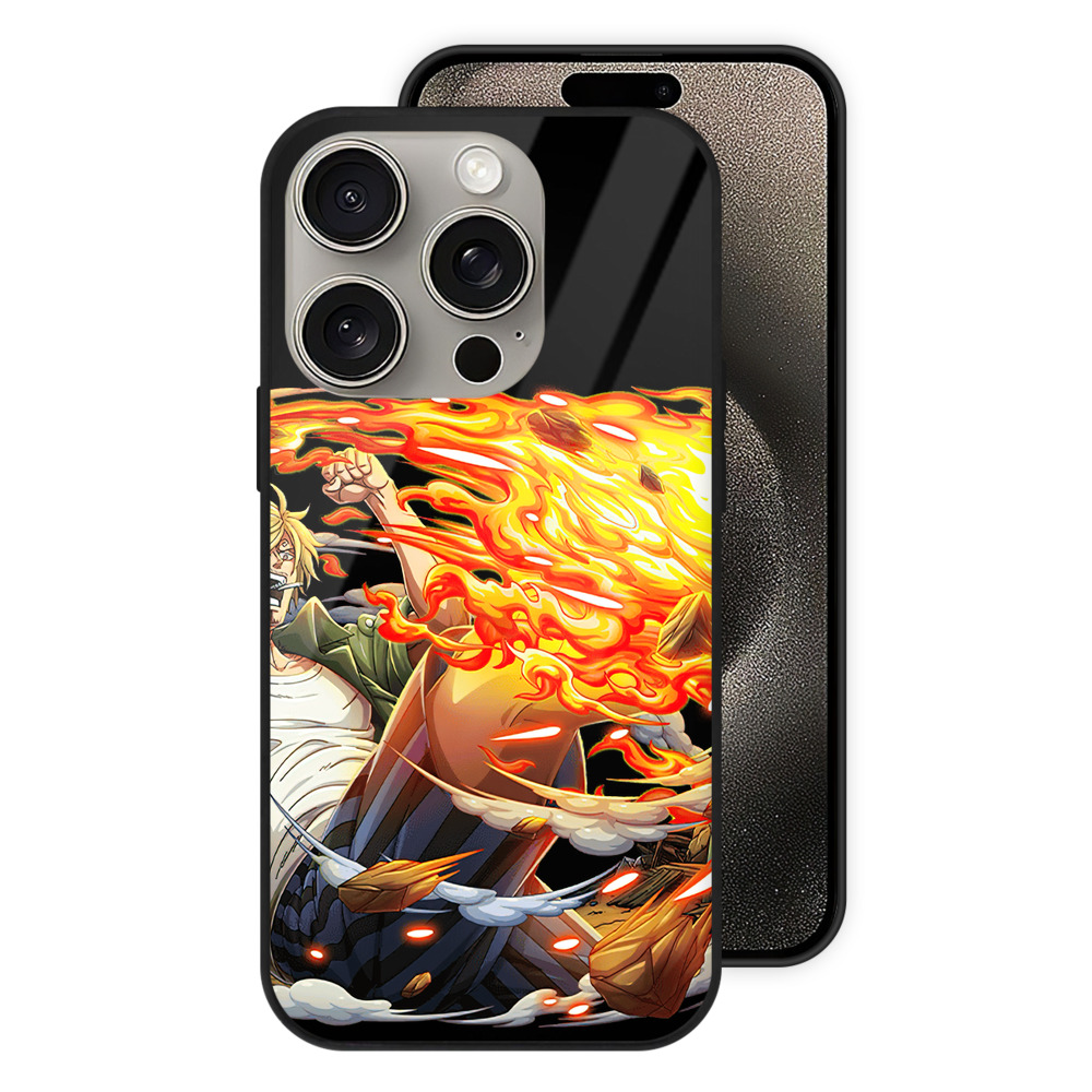 （画像用） ワンピース サンジ ONE PIECE Sanji 【iPhone15Pro対応】スマホケース 耐衝撃＆黄変防止 背面ガラス