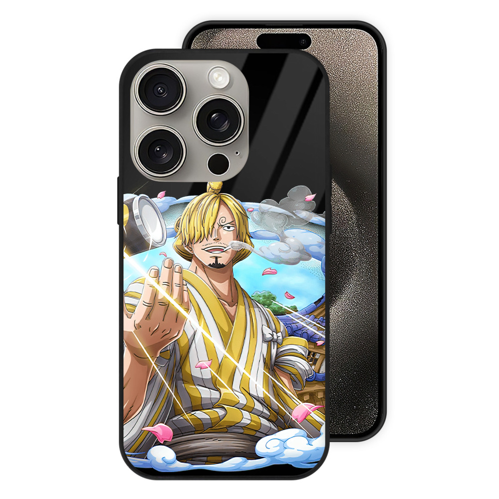 （画像用） ワンピース サンジ ONE PIECE Sanji 【iPhone15Pro対応】スマホケース 耐衝撃＆黄変防止 背面ガラス