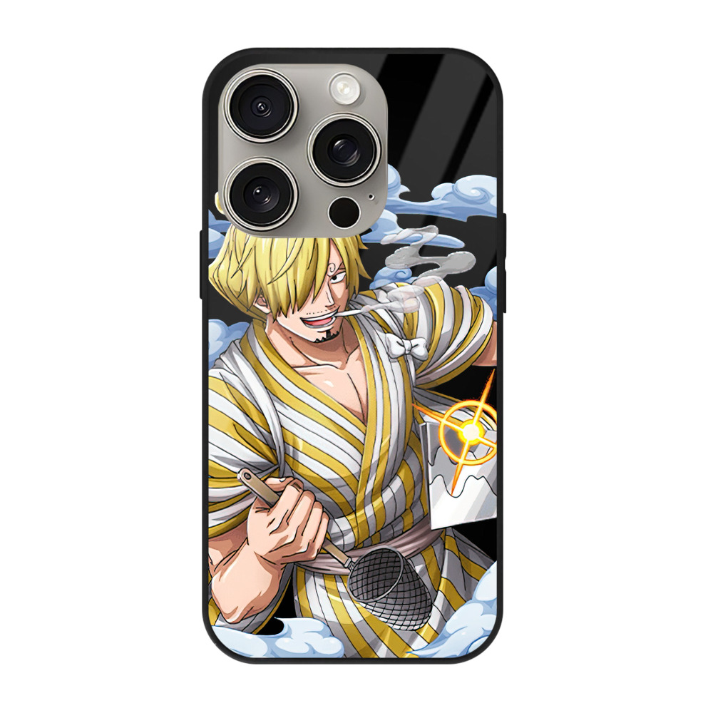 （画像用） ワンピース サンジ ONE PIECE Sanji 【iPhone15Pro対応】スマホケース 耐衝撃＆黄変防止 背面ガラス