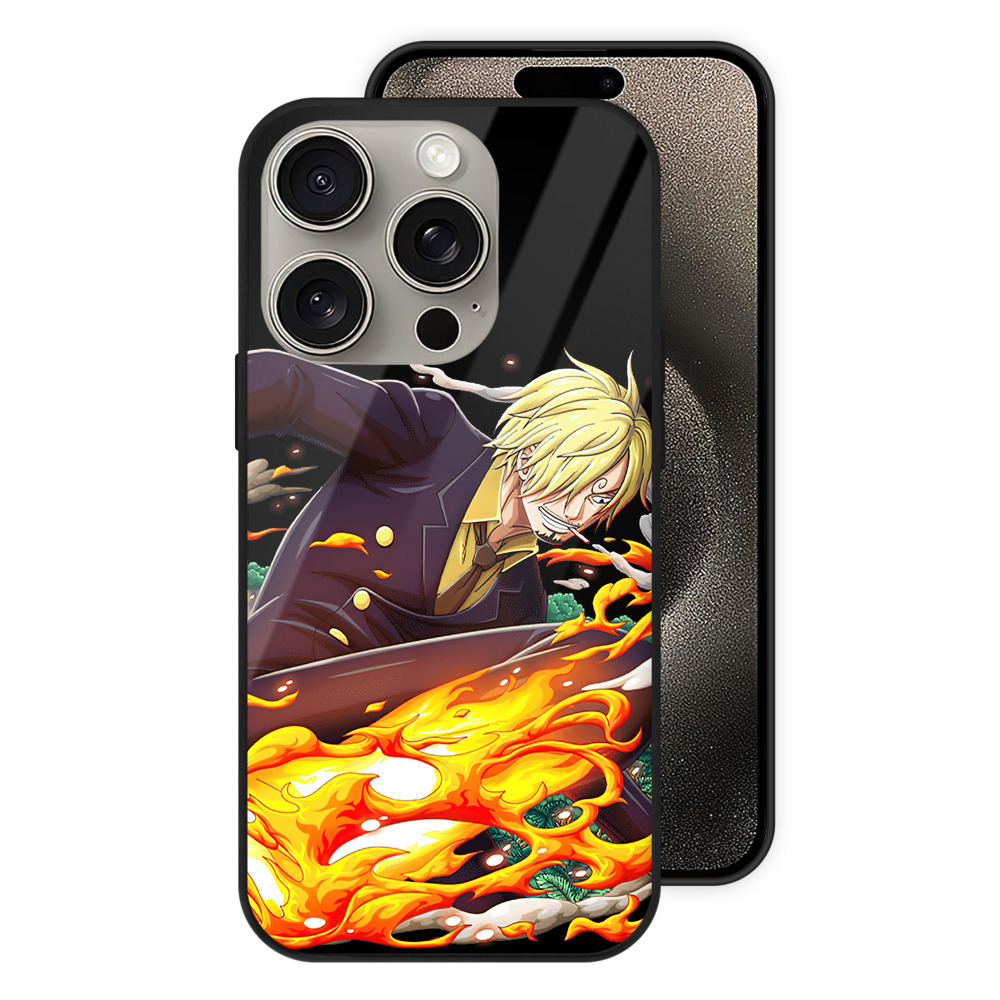（画像用） ワンピース サンジ ONE PIECE Sanji 【iPhone15Pro対応】スマホケース 耐衝撃＆黄変防止 背面ガラス