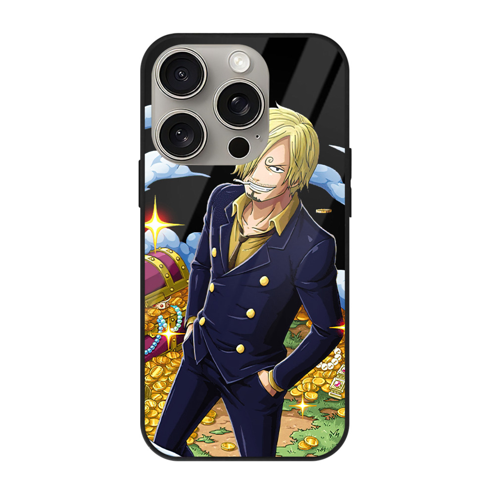 （画像用） ワンピース サンジ ONE PIECE Sanji 【iPhone15Pro対応】スマホケース 耐衝撃＆黄変防止 背面ガラス