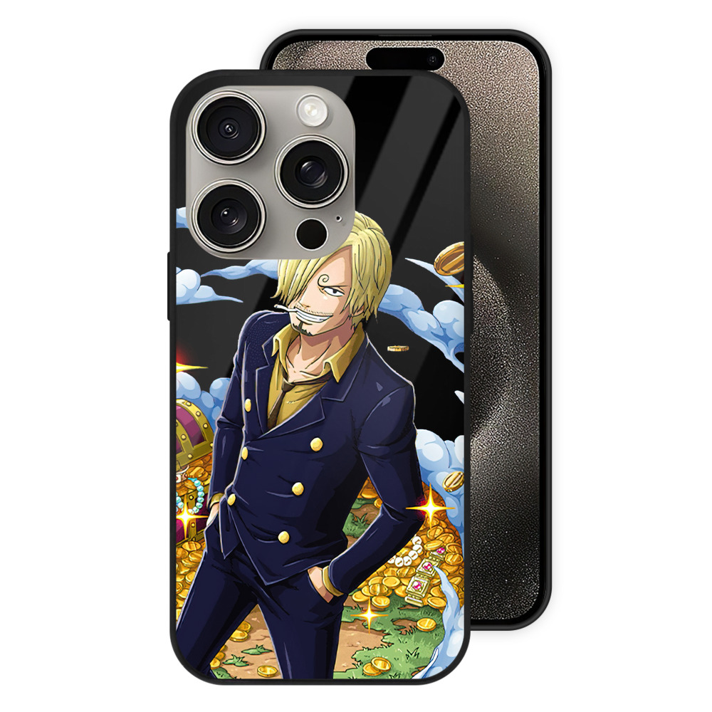 （画像用） ワンピース サンジ ONE PIECE Sanji 【iPhone15Pro対応】スマホケース 耐衝撃＆黄変防止 背面ガラス