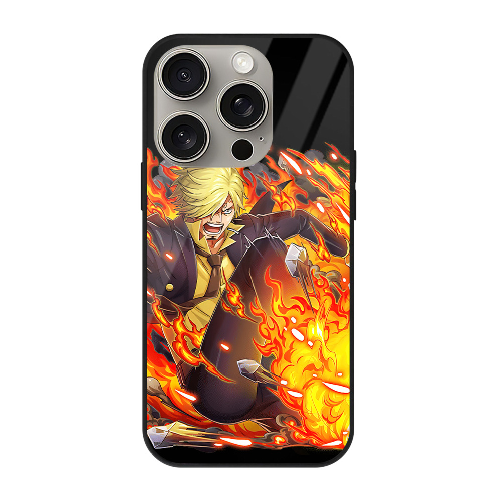 （画像用） ワンピース サンジ ONE PIECE Sanji 【iPhone15Pro対応】スマホケース 耐衝撃＆黄変防止 背面ガラス