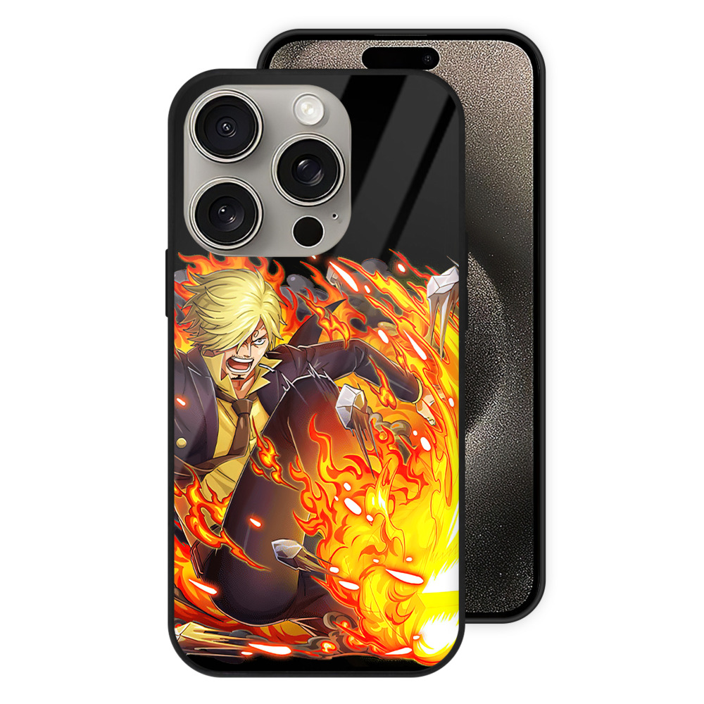 （画像用） ワンピース サンジ ONE PIECE Sanji 【iPhone15Pro対応】スマホケース 耐衝撃＆黄変防止 背面ガラス
