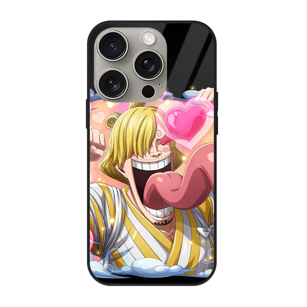 （画像用） ワンピース サンジ ONE PIECE Sanji 【iPhone15Pro対応】スマホケース 耐衝撃＆黄変防止 背面ガラス