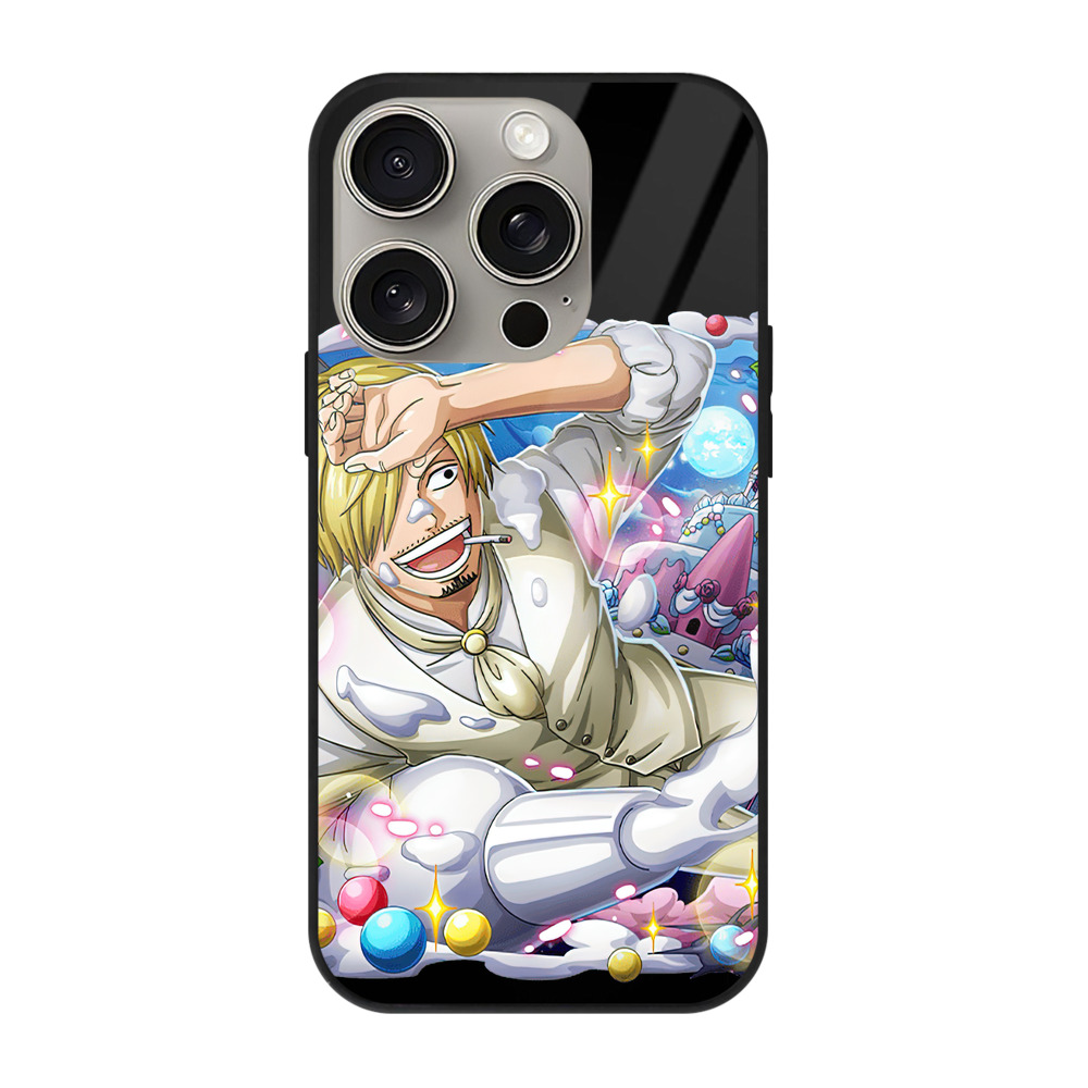 （画像用） ワンピース サンジ ONE PIECE Sanji 【iPhone15Pro対応】スマホケース 耐衝撃＆黄変防止 背面ガラス