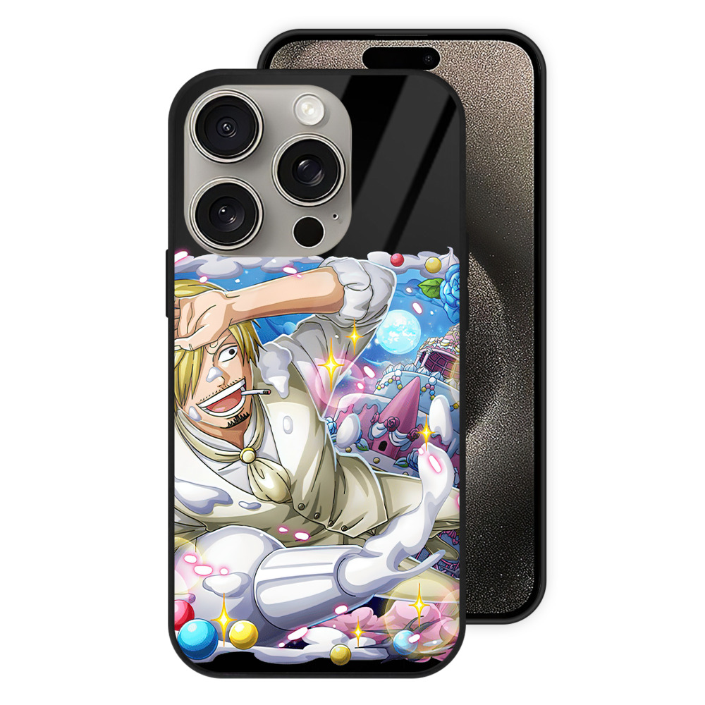 （画像用） ワンピース サンジ ONE PIECE Sanji 【iPhone15Pro対応】スマホケース 耐衝撃＆黄変防止 背面ガラス