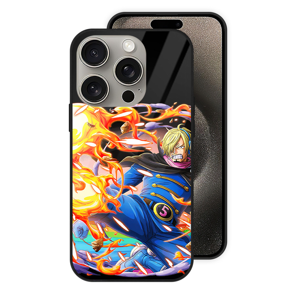 （画像用） ワンピース サンジ ONE PIECE Sanji 【iPhone15Pro対応】スマホケース 耐衝撃＆黄変防止 背面ガラス