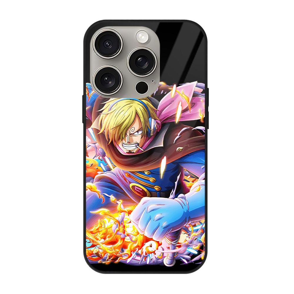 （画像用） ワンピース サンジ ONE PIECE Sanji 【iPhone15Pro対応】スマホケース 耐衝撃＆黄変防止 背面ガラス