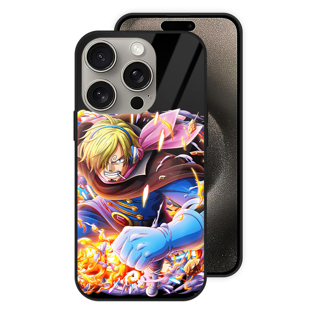 （画像用） ワンピース サンジ ONE PIECE Sanji 【iPhone15Pro対応】スマホケース 耐衝撃＆黄変防止 背面ガラス