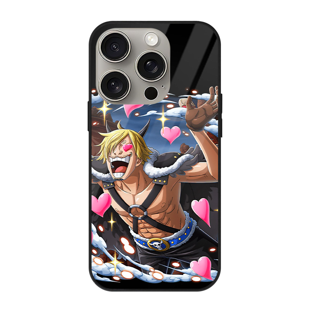 （画像用） ワンピース サンジ ONE PIECE Sanji 【iPhone15Pro対応】スマホケース 耐衝撃＆黄変防止 背面ガラス