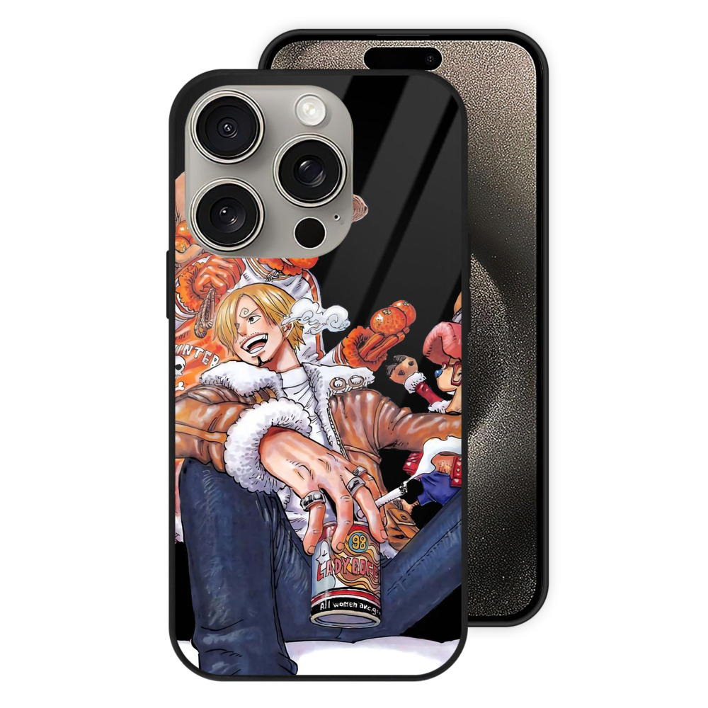 （画像用） ワンピース サンジ ONE PIECE Sanji 【iPhone15Pro対応】スマホケース 耐衝撃＆黄変防止 背面ガラス
