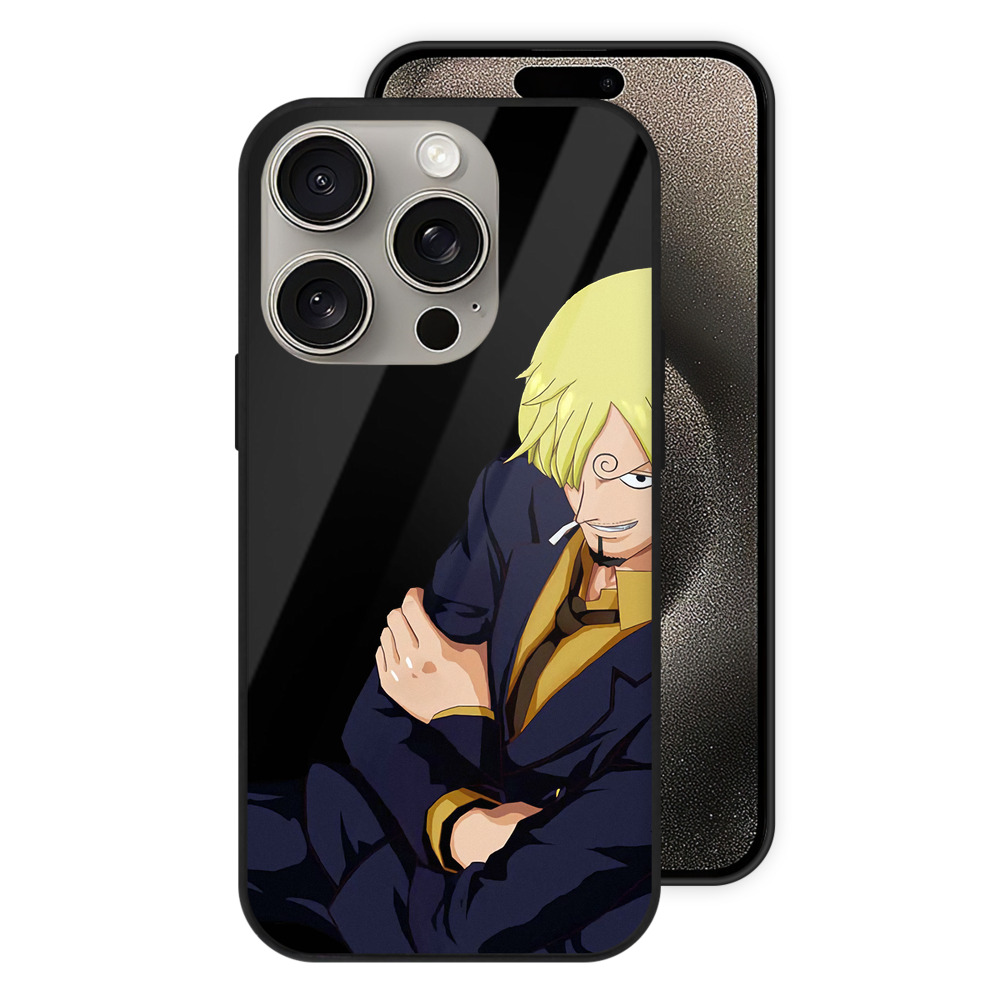 （画像用） ワンピース サンジ ONE PIECE Sanji 【iPhone15Pro対応】スマホケース 耐衝撃＆黄変防止 背面ガラス