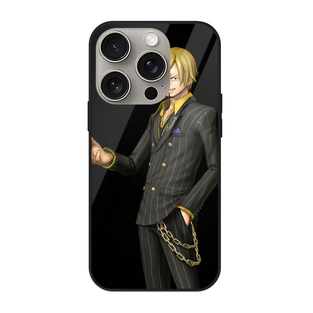（画像用） ワンピース サンジ ONE PIECE Sanji 【iPhone15Pro対応】スマホケース 耐衝撃＆黄変防止 背面ガラス