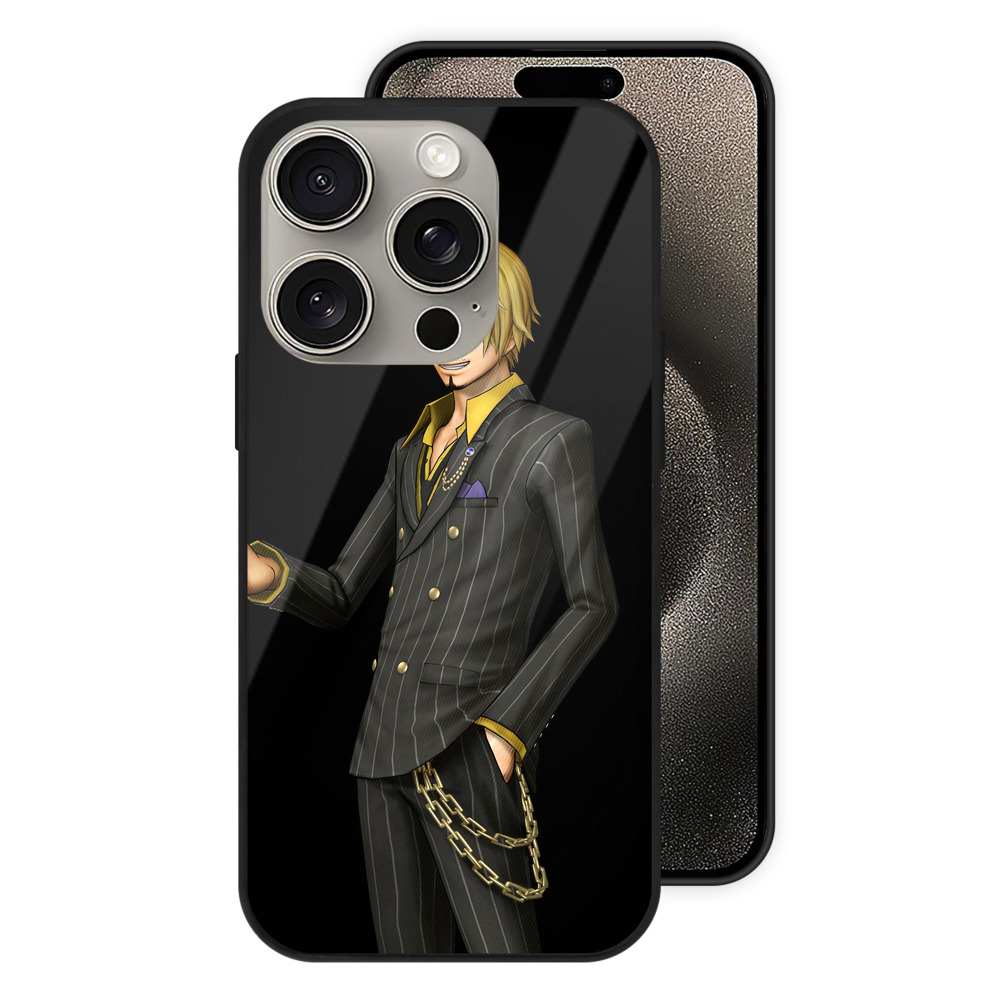 （画像用） ワンピース サンジ ONE PIECE Sanji 【iPhone15Pro対応】スマホケース 耐衝撃＆黄変防止 背面ガラス