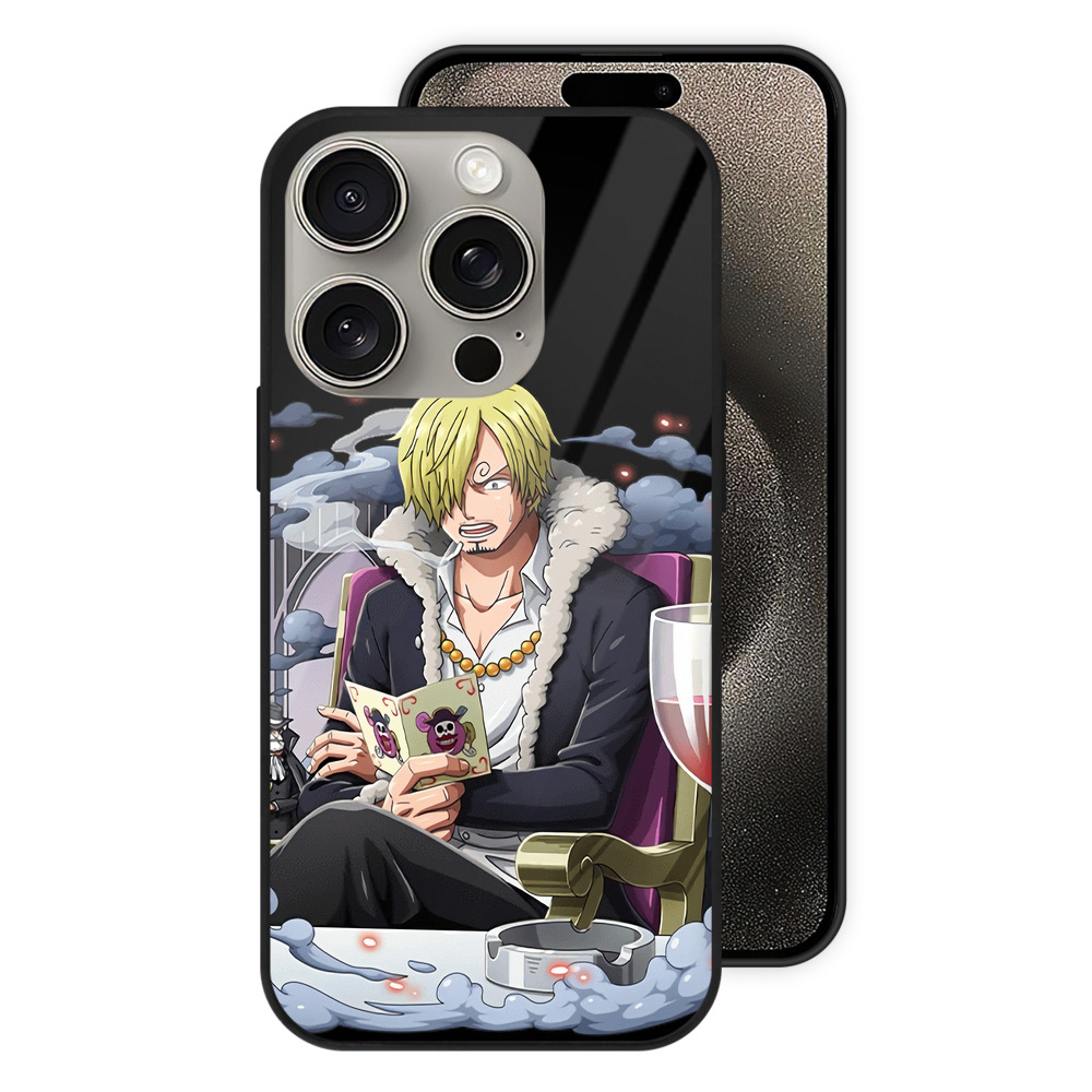 （画像用） ワンピース サンジ ONE PIECE Sanji 【iPhone15Pro対応】スマホケース 耐衝撃＆黄変防止 背面ガラス