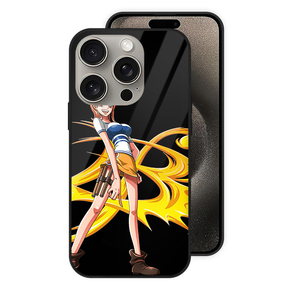 （画像用） ワンピース ナミ ONE PIECE Nami 【iPhone15Pro対応】スマホケース 耐衝撃＆黄変防止 背面ガラス