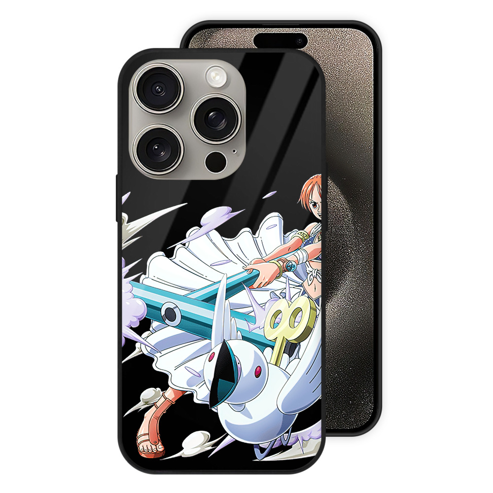 （画像用） ワンピース ナミ ONE PIECE Nami 【iPhone15Pro対応】スマホケース 耐衝撃＆黄変防止 背面ガラス