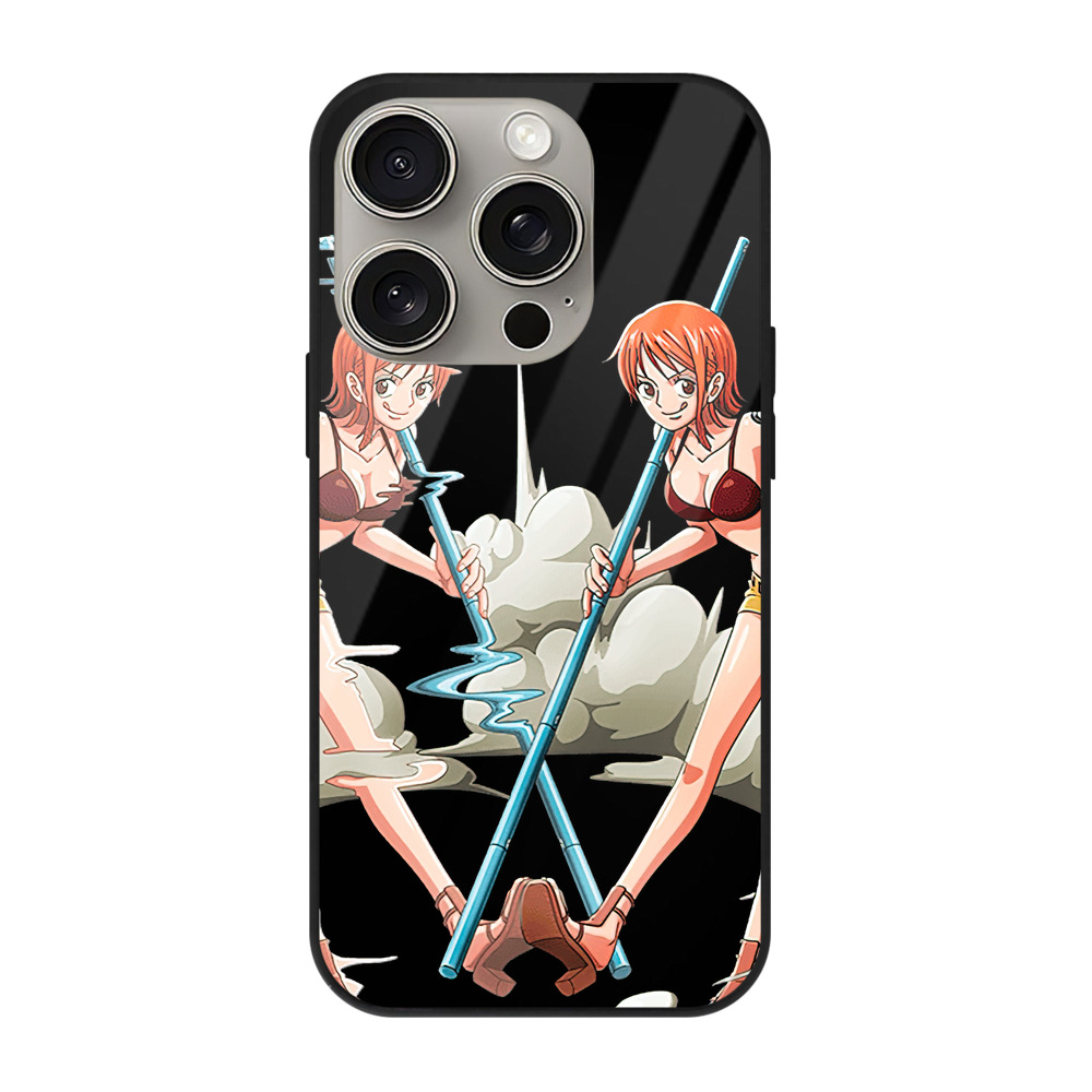 （画像用） ワンピース ナミ ONE PIECE Nami 【iPhone15Pro対応】スマホケース 耐衝撃＆黄変防止 背面ガラス