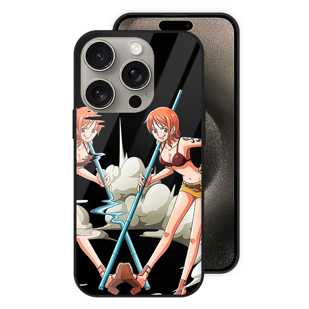 （画像用） ワンピース ナミ ONE PIECE Nami 【iPhone15Pro対応】スマホケース 耐衝撃＆黄変防止 背面ガラス