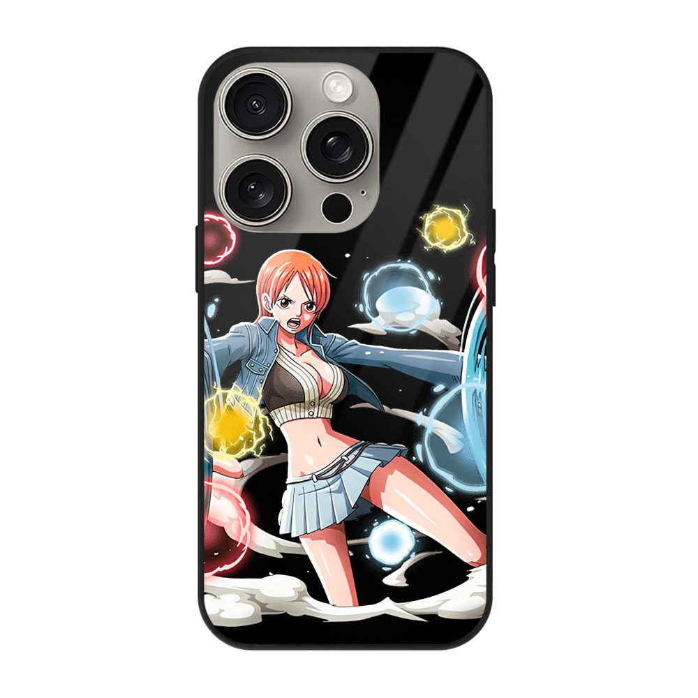 （画像用） ワンピース ナミ ONE PIECE Nami 【iPhone15Pro対応】スマホケース 耐衝撃＆黄変防止 背面ガラス