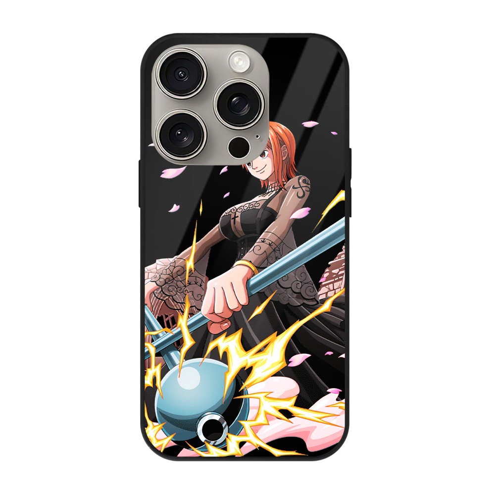 （画像用） ワンピース ナミ ONE PIECE Nami 【iPhone15Pro対応】スマホケース 耐衝撃＆黄変防止 背面ガラス