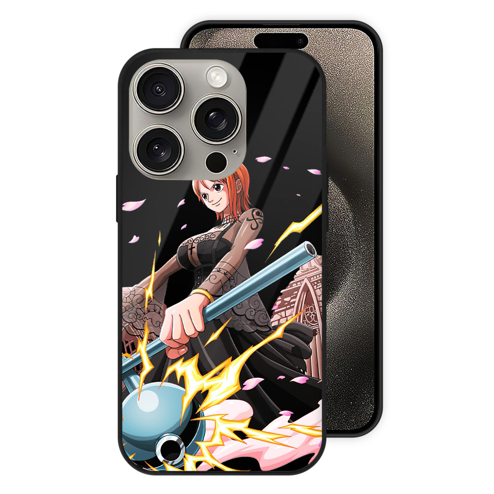 （画像用） ワンピース ナミ ONE PIECE Nami 【iPhone15Pro対応】スマホケース 耐衝撃＆黄変防止 背面ガラス