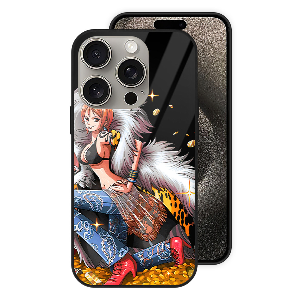 （画像用） ワンピース ナミ ONE PIECE Nami 【iPhone15Pro対応】スマホケース 耐衝撃＆黄変防止 背面ガラス