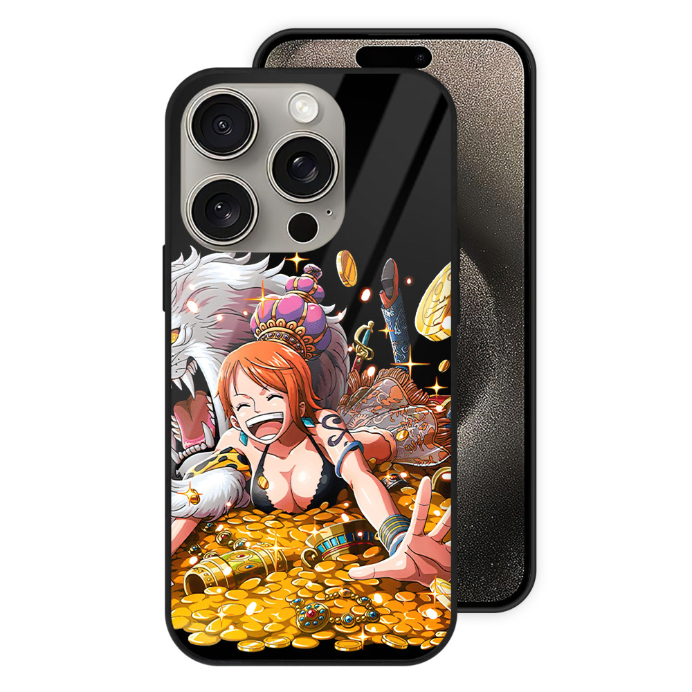（画像用） ワンピース ナミ ONE PIECE Nami 【iPhone15Pro対応】スマホケース 耐衝撃＆黄変防止 背面ガラス