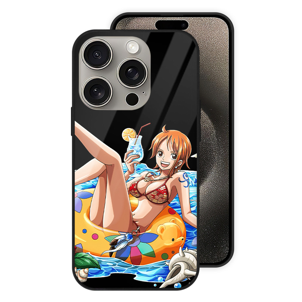 （画像用） ワンピース ナミ ONE PIECE Nami 【iPhone15Pro対応】スマホケース 耐衝撃＆黄変防止 背面ガラス