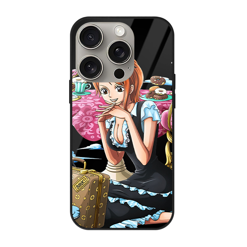 （画像用） ワンピース ナミ ONE PIECE Nami 【iPhone15Pro対応】スマホケース 耐衝撃＆黄変防止 背面ガラス