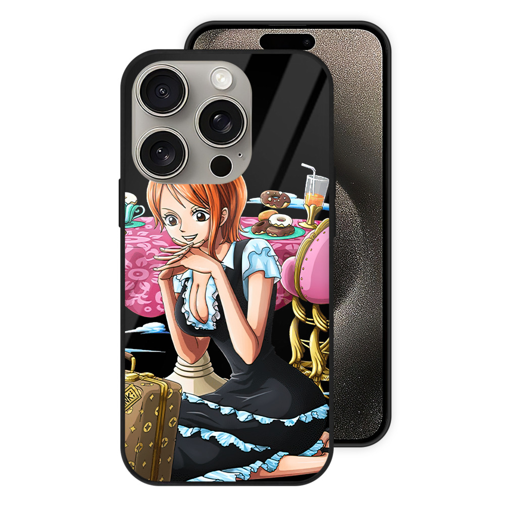 （画像用） ワンピース ナミ ONE PIECE Nami 【iPhone15Pro対応】スマホケース 耐衝撃＆黄変防止 背面ガラス