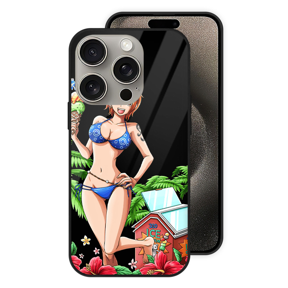 （画像用） ワンピース ナミ ONE PIECE Nami 【iPhone15Pro対応】スマホケース 耐衝撃＆黄変防止 背面ガラス