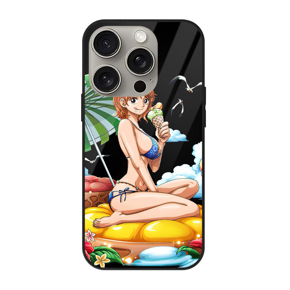 （画像用） ワンピース ナミ ONE PIECE Nami 【iPhone15Pro対応】スマホケース 耐衝撃＆黄変防止 背面ガラス