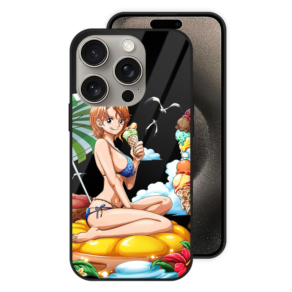 （画像用） ワンピース ナミ ONE PIECE Nami 【iPhone15Pro対応】スマホケース 耐衝撃＆黄変防止 背面ガラス