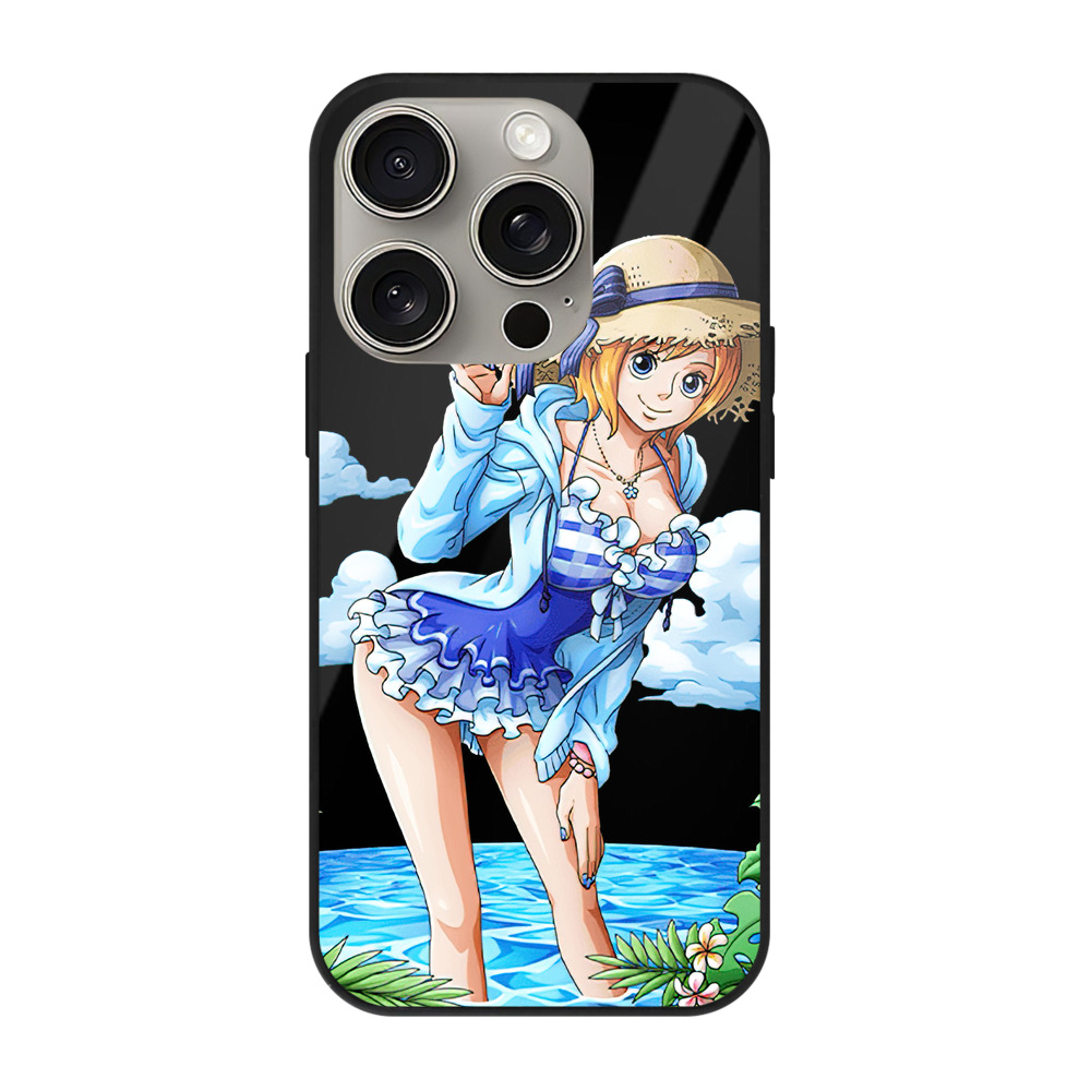 （画像用） ワンピース ナミ ONE PIECE Nami 【iPhone15Pro対応】スマホケース 耐衝撃＆黄変防止 背面ガラス