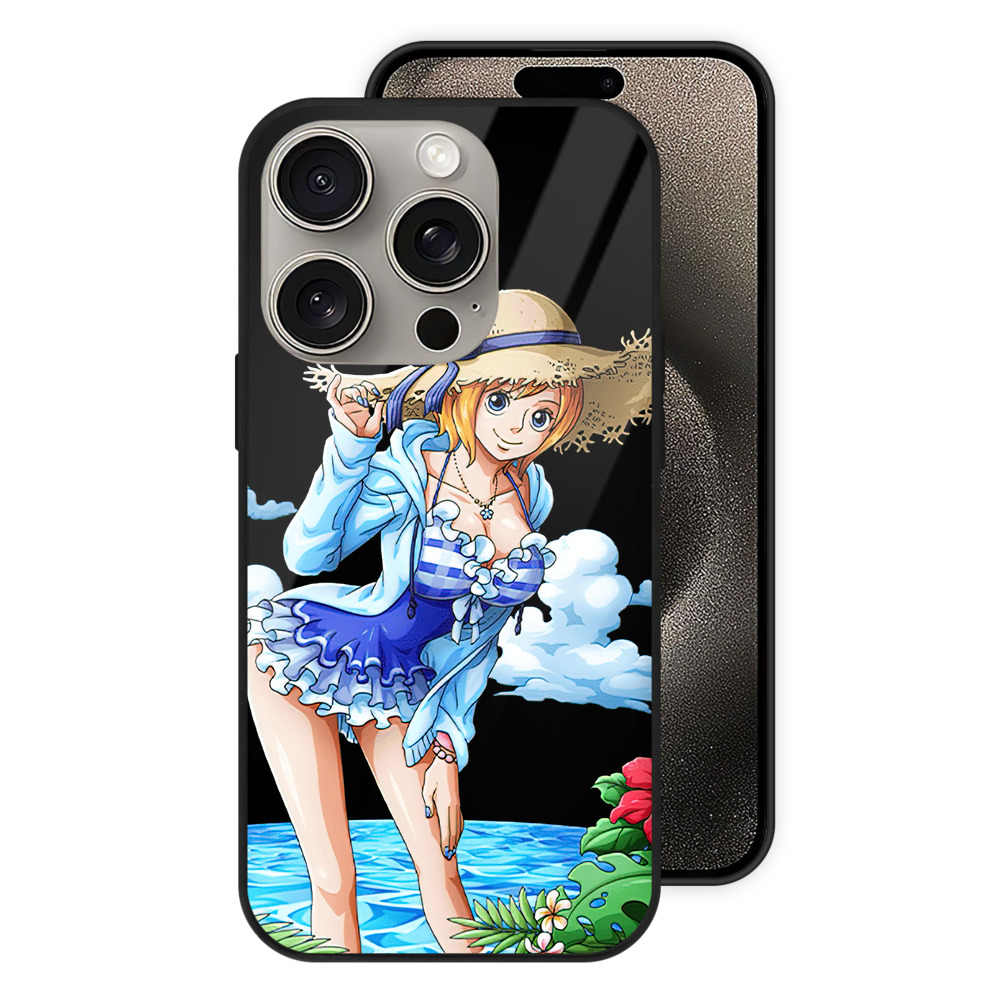 （画像用） ワンピース ナミ ONE PIECE Nami 【iPhone15Pro対応】スマホケース 耐衝撃＆黄変防止 背面ガラス