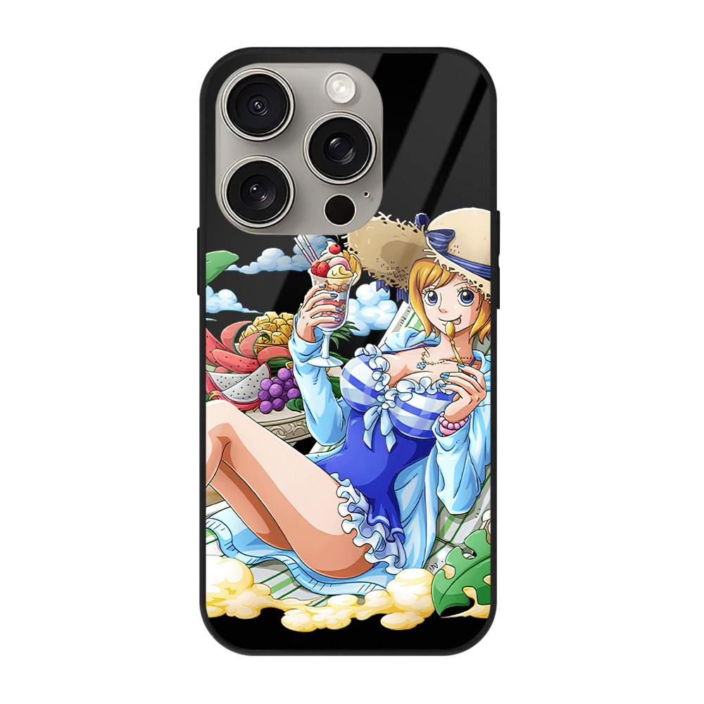 （画像用） ワンピース ナミ ONE PIECE Nami 【iPhone15Pro対応】スマホケース 耐衝撃＆黄変防止 背面ガラス