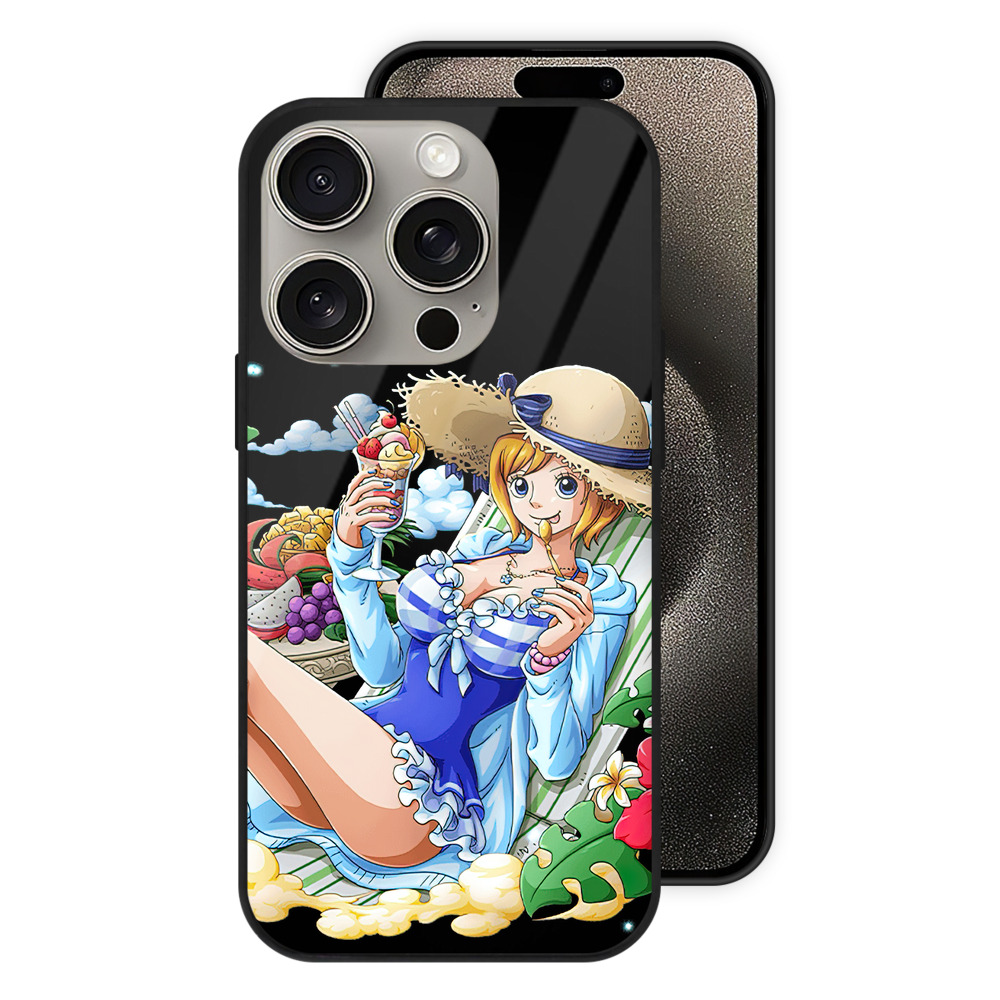 （画像用） ワンピース ナミ ONE PIECE Nami 【iPhone15Pro対応】スマホケース 耐衝撃＆黄変防止 背面ガラス