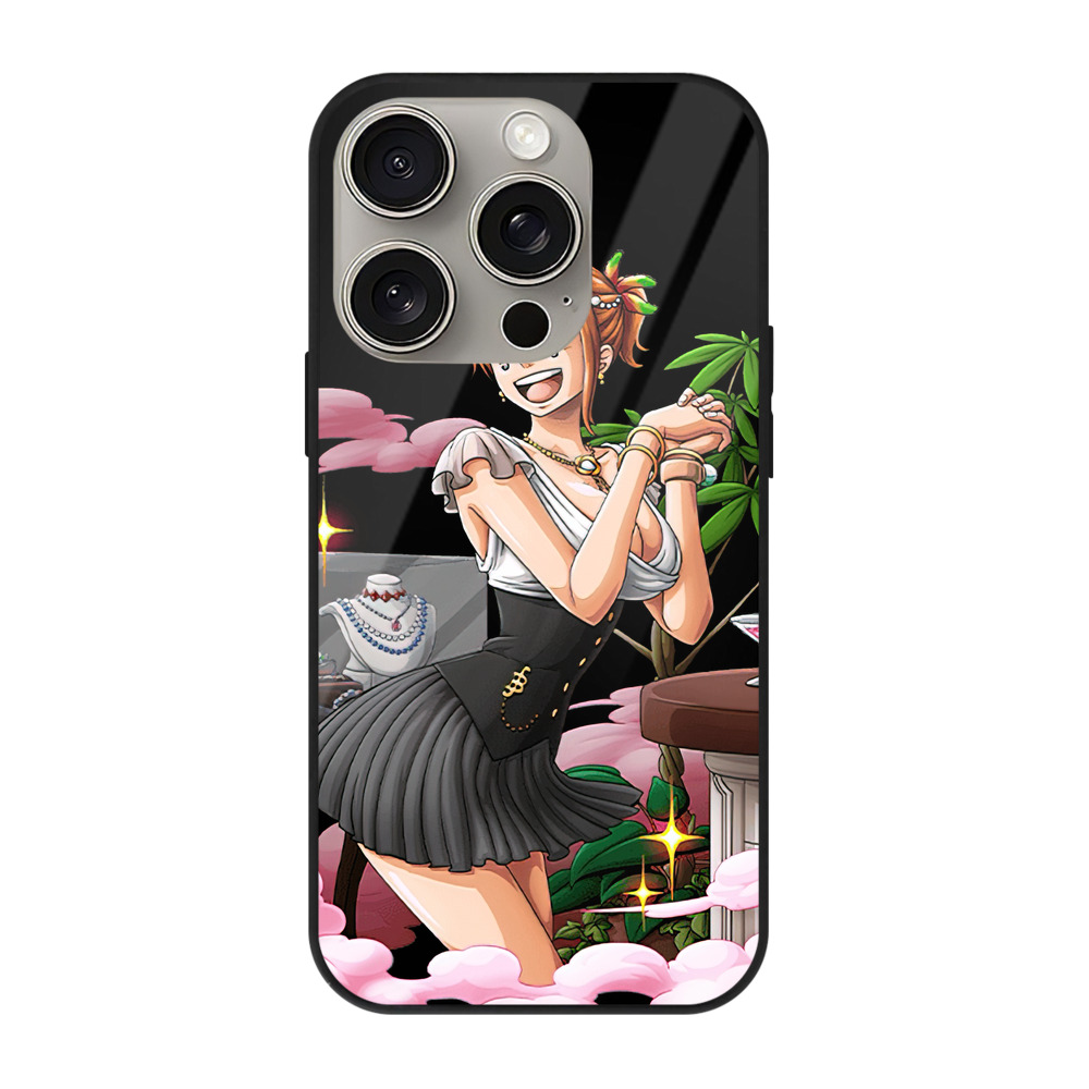 （画像用） ワンピース ナミ ONE PIECE Nami 【iPhone15Pro対応】スマホケース 耐衝撃＆黄変防止 背面ガラス