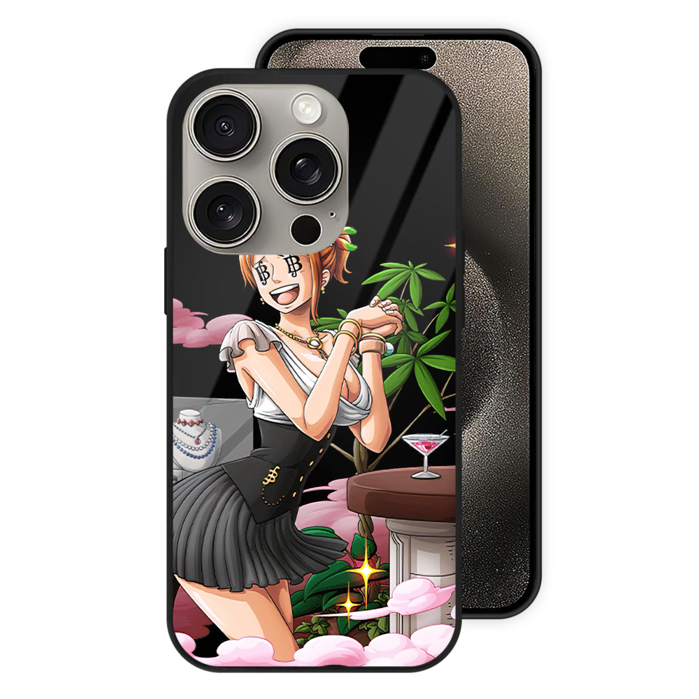 （画像用） ワンピース ナミ ONE PIECE Nami 【iPhone15Pro対応】スマホケース 耐衝撃＆黄変防止 背面ガラス