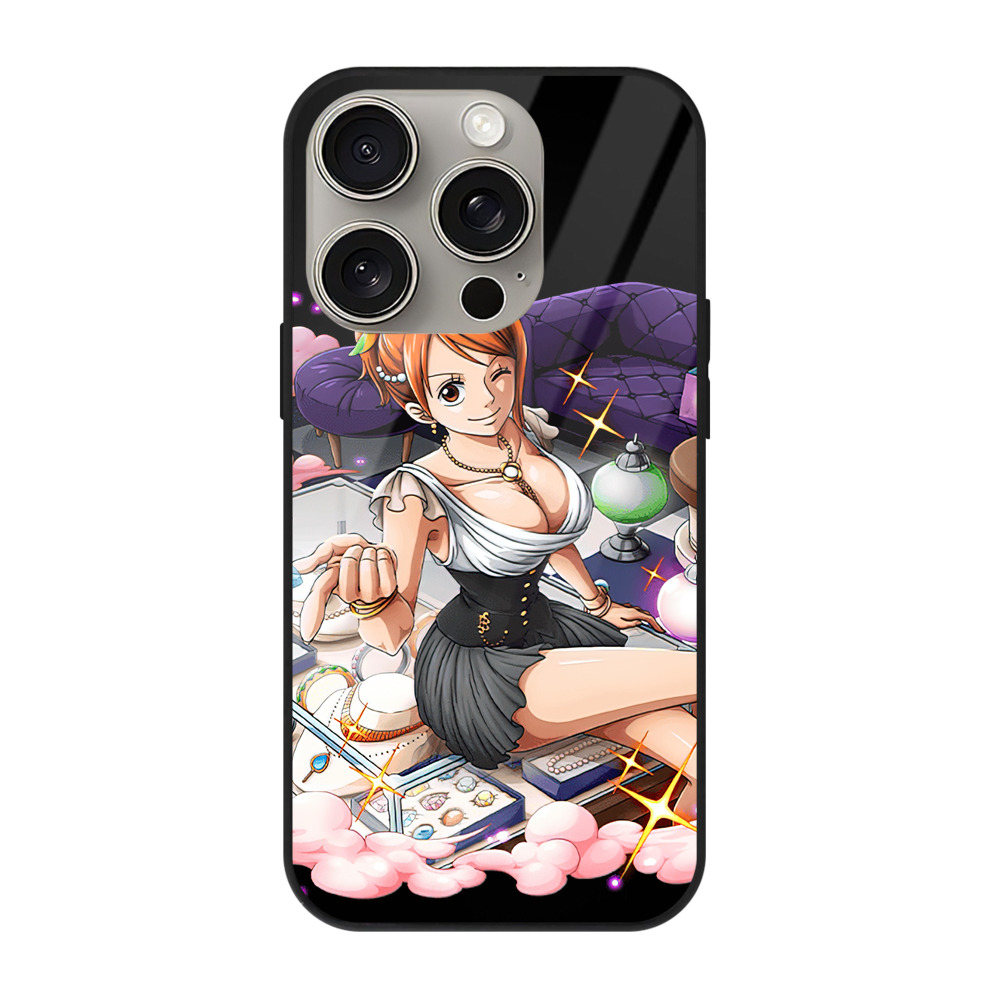 （画像用） ワンピース ナミ ONE PIECE Nami 【iPhone15Pro対応】スマホケース 耐衝撃＆黄変防止 背面ガラス