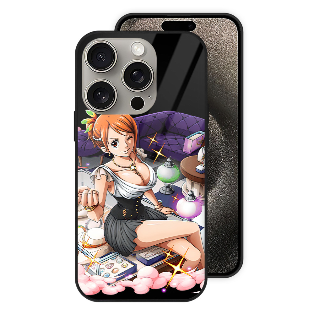 （画像用） ワンピース ナミ ONE PIECE Nami 【iPhone15Pro対応】スマホケース 耐衝撃＆黄変防止 背面ガラス