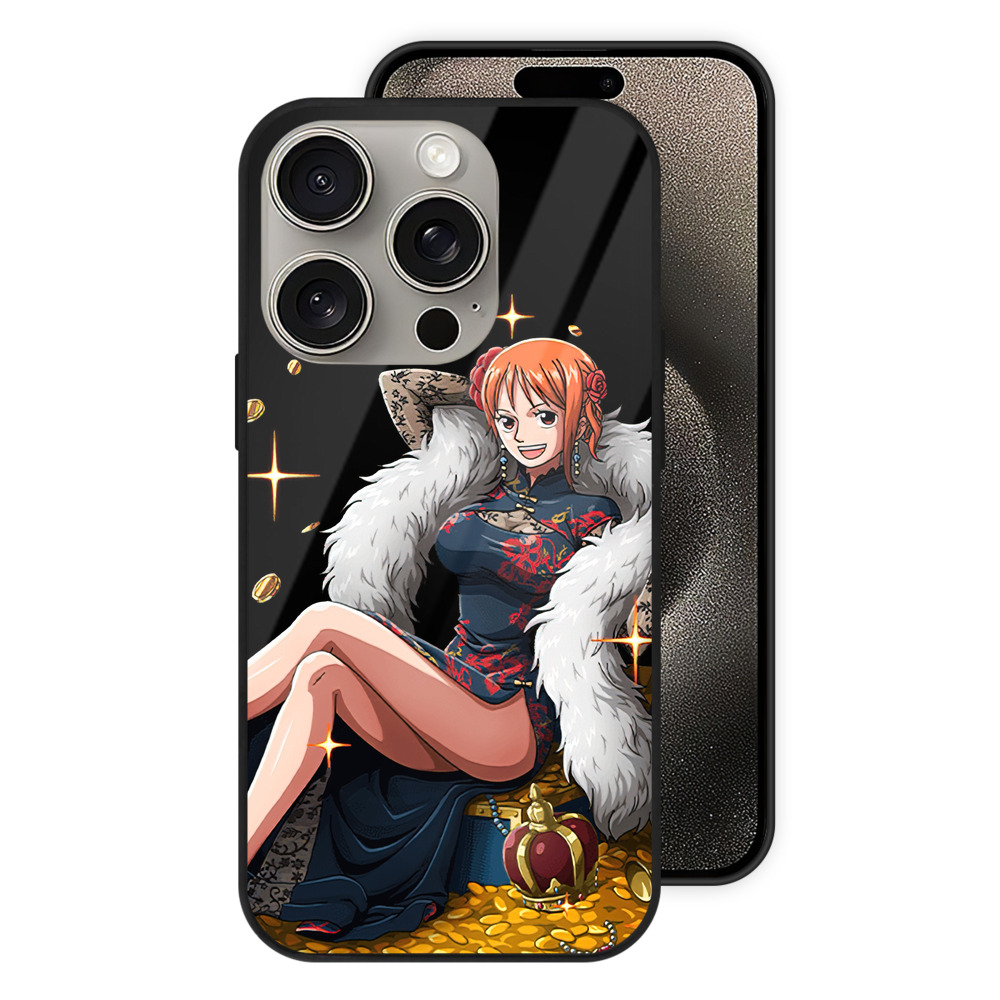 （画像用） ワンピース ナミ ONE PIECE Nami 【iPhone15Pro対応】スマホケース 耐衝撃＆黄変防止 背面ガラス