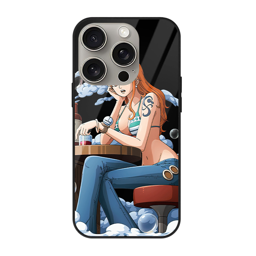 （画像用） ワンピース ナミ ONE PIECE Nami 【iPhone15Pro対応】スマホケース 耐衝撃＆黄変防止 背面ガラス