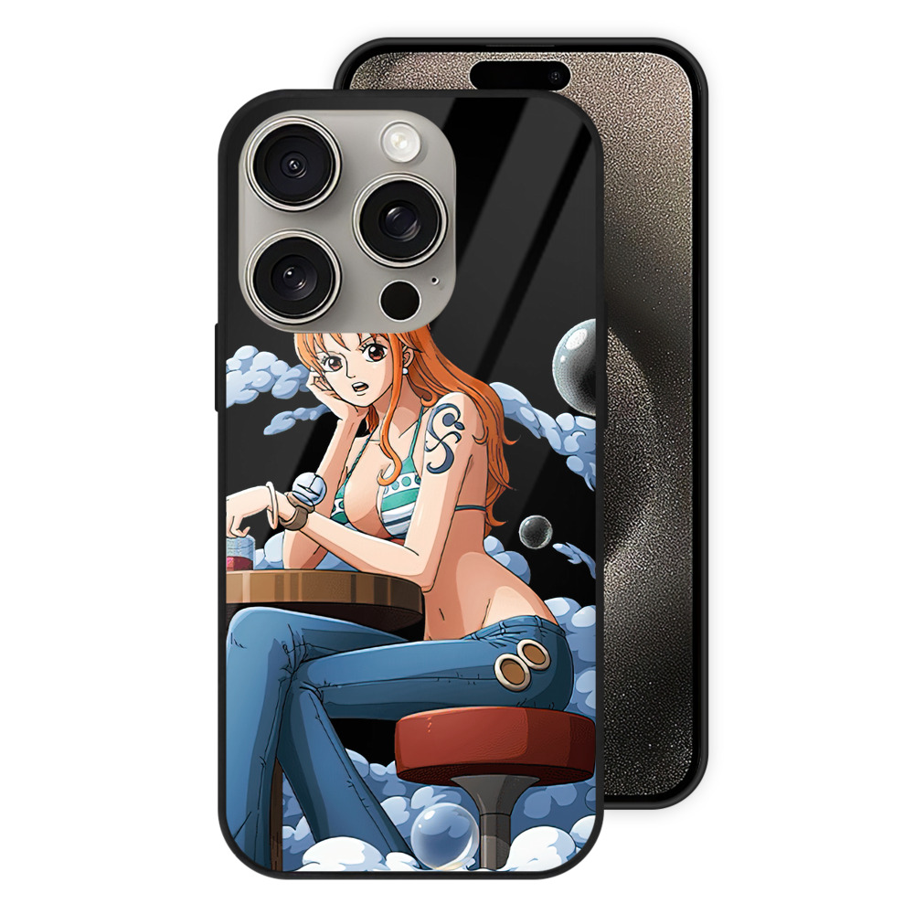 （画像用） ワンピース ナミ ONE PIECE Nami 【iPhone15Pro対応】スマホケース 耐衝撃＆黄変防止 背面ガラス