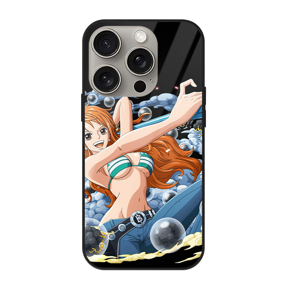 （画像用） ワンピース ナミ ONE PIECE Nami 【iPhone15Pro対応】スマホケース 耐衝撃＆黄変防止 背面ガラス